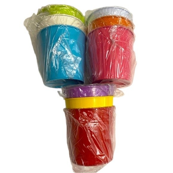 9 Mini Assorted Colored Tin Pails Buckets - Picture 2 of 7